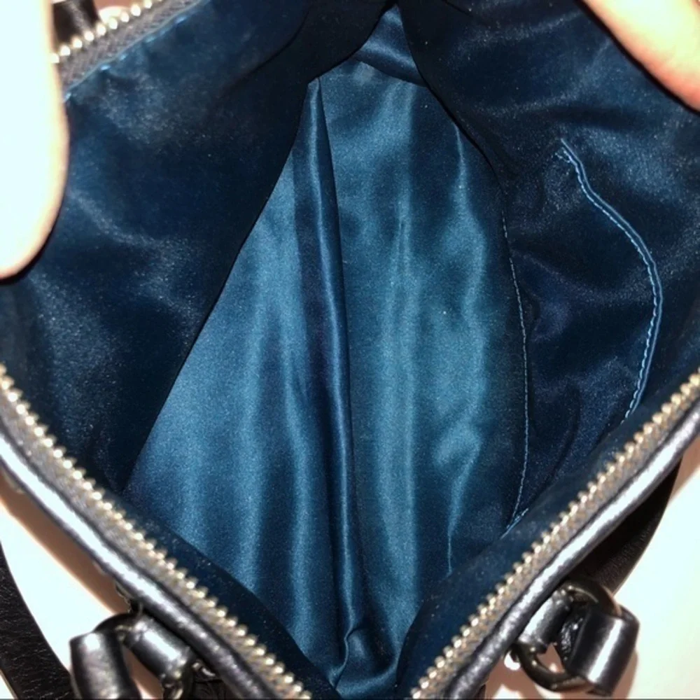 Coach Madison Gathered Leather Small Handbag Black Silver rare beautiful